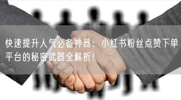 快速提升人气必备神器：小红书粉丝点赞下单平台的秘密武器全解析！