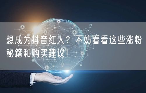 想成为抖音红人？不妨看看这些涨粉秘籍和购买建议！