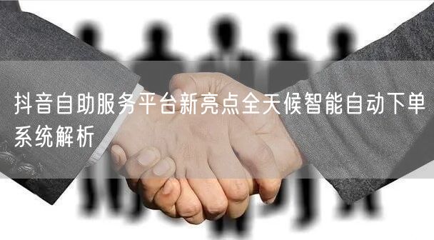 抖音自助服务平台新亮点全天候智能自动下单系统解析
