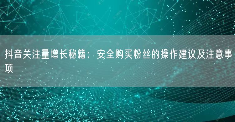抖音关注量增长秘籍:安全购买粉丝的操作建议及注意事项
