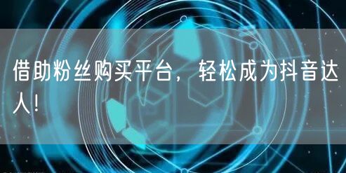 借助粉丝购买平台,轻松成为抖音达人!