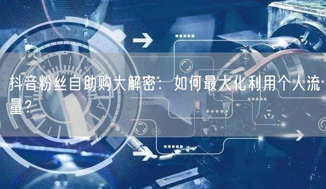 抖音粉丝自助购大解密：如何最大化利用个人流量？