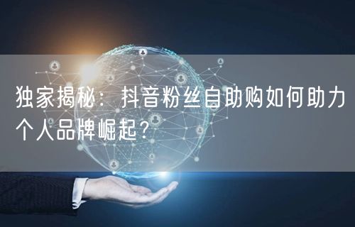独家揭秘：抖音粉丝自助购如何助力个人品牌崛起？
