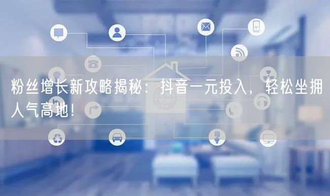 粉丝增长新攻略揭秘：抖音一元投入，轻松坐拥人气高地！