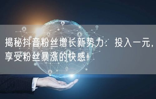 揭秘抖音粉丝增长新势力：投入一元，享受粉丝暴涨的快感！