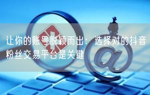 让你的账号脱颖而出：选择对的抖音粉丝交易平台是关键