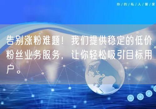 告别涨粉难题！我们提供稳定的低价粉丝业务服务，让你轻松吸引目标用户。