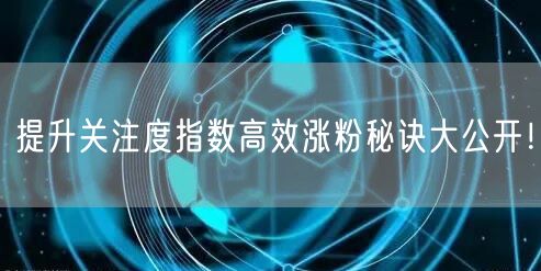 提升关注度指数高效涨粉秘诀大公开!