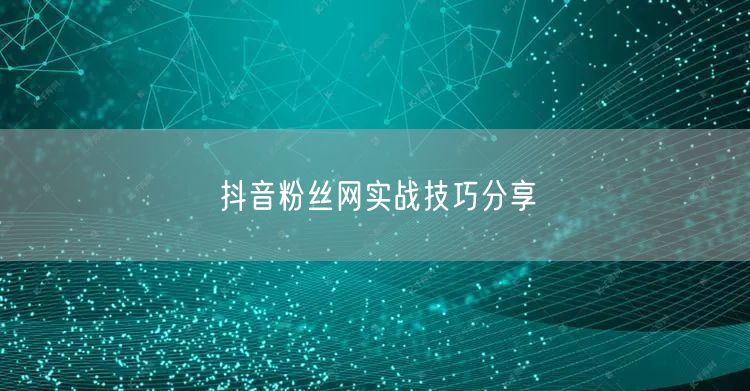 抖音粉丝网实战技巧分享