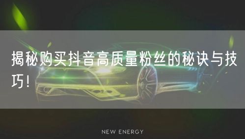 揭秘购买抖音高质量粉丝的秘诀与技巧!