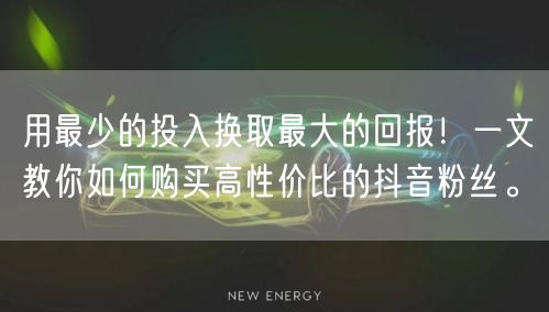 用最少的投入换取最大的回报！一文教你如何购买高性价比的抖音粉丝。