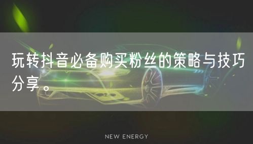 玩转抖音必备购买粉丝的策略与技巧分享。