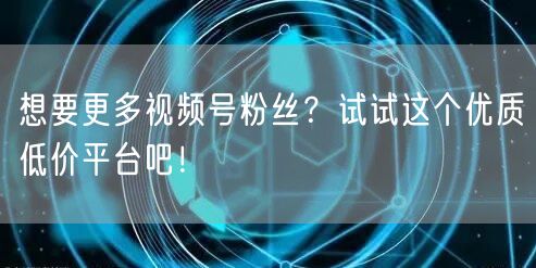 想要更多视频号粉丝?试试这个优质低价平台吧!