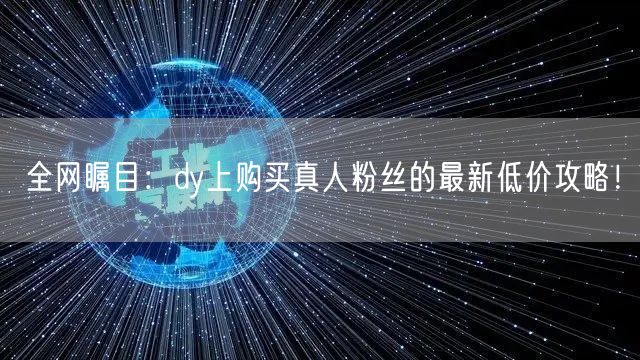 全网瞩目：dy上购买真人粉丝的最新低价攻略！