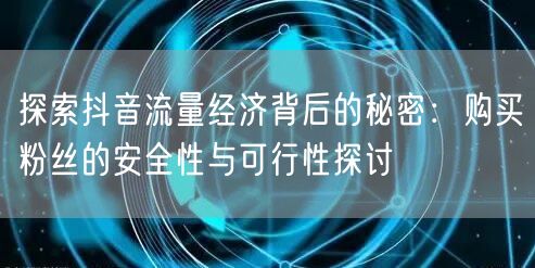 探索抖音流量经济背后的秘密:购买粉丝的安全性与可行性探讨