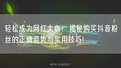 轻松成为网红大咖!揭秘购买抖音粉丝的正确姿势与实用技巧!