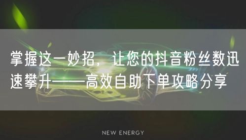 掌握这一妙招,让您的抖音粉丝数迅速攀升——高效自助下单攻略分享