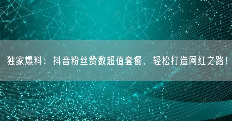 独家爆料：抖音粉丝赞数超值套餐，轻松打造网红之路！