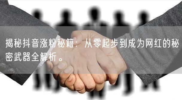 揭秘抖音涨粉秘籍：从零起步到成为网红的秘密武器全解析。