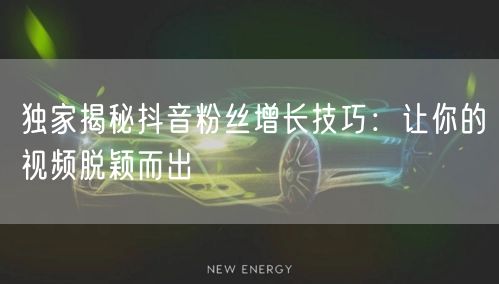 独家揭秘抖音粉丝增长技巧：让你的视频脱颖而出