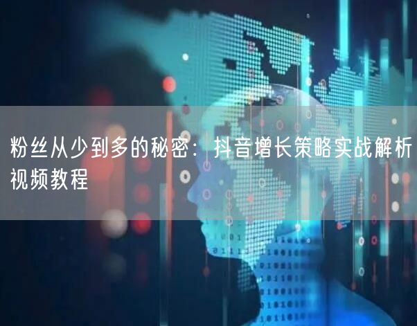 粉丝从少到多的秘密:抖音增长策略实战解析视频教程