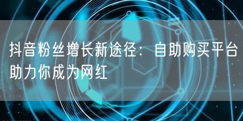抖音粉丝增长新途径:自助购买平台助力你成为网红