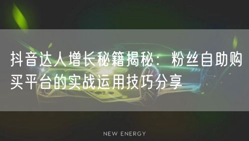抖音达人增长秘籍揭秘:粉丝自助购买平台的实战运用技巧分享