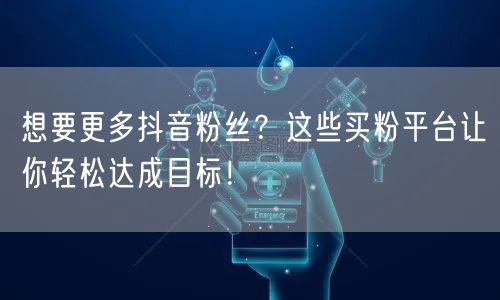 想要更多抖音粉丝？这些买粉平台让你轻松达成目标！