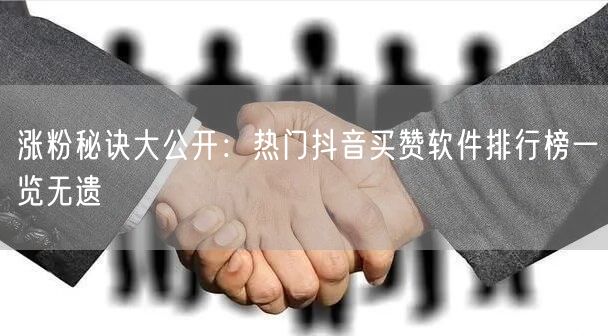 涨粉秘诀大公开：热门抖音买赞软件排行榜一览无遗