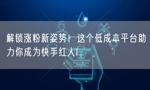 解锁涨粉新姿势！这个低成本平台助力你成为快手红人!