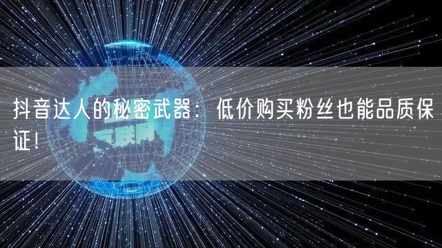 抖音达人的秘密武器：低价购买粉丝也能品质保证！