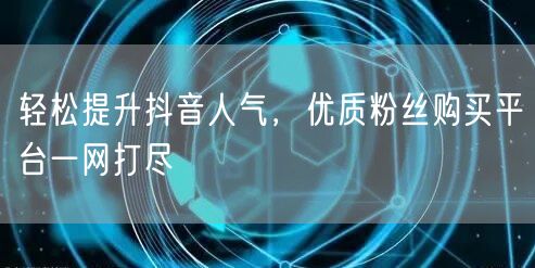 轻松提升抖音人气,优质粉丝购买平台一网打尽